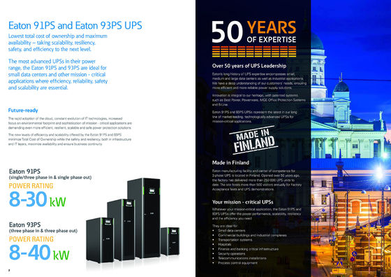 Eaton online UPS power supply 93PS series 3000kva  3 phases ups 25kva 30kva 600-1200 kva