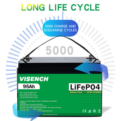 Visench 12V 100Ah Lifepo4 Lithium Iron Battery Pack Deep Cycle Times battery lifepo4 12V for solar energy system