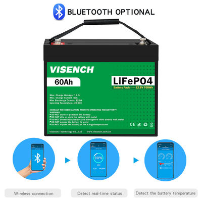 VISENCH BMS Deep Cycle Storage Energy System 12V 60Ah LiFePO4 Rechargeable Lithium iron Phosphate Battery