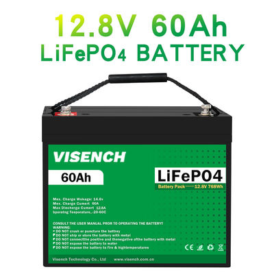 VISENCH BMS Deep Cycle Storage Energy System 12V 60Ah LiFePO4 Rechargeable Lithium iron Phosphate Battery