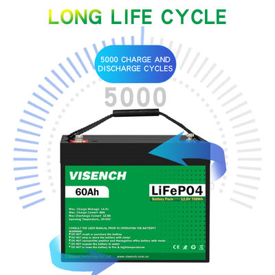 VISENCH BMS Deep Cycle Storage Energy System 12V 60Ah LiFePO4 Rechargeable Lithium iron Phosphate Battery
