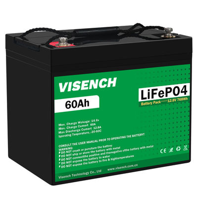 VISENCH BMS Deep Cycle Storage Energy System 12V 60Ah LiFePO4 Rechargeable Lithium iron Phosphate Battery