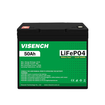 Visench 12V 50Ah Lifepo4 Lithium Iron Battery Pack Deep Cycle Times Battery Lifepo4 12V For Solar Energy System