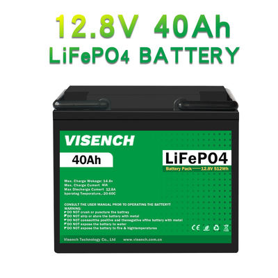 Visench Prismatic 12V 12.8V 40Ah Deep Cycles Rechargeable  Solar  Storage Energy System Lithium Ion Lifepo4 Battery  Pack