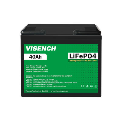 Visench Prismatic 12V 12.8V 40Ah Deep Cycles Rechargeable  Solar  Storage Energy System Lithium Ion Lifepo4 Battery  Pack