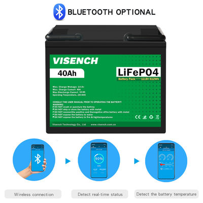 Visench Prismatic 12V 12.8V 40Ah Deep Cycles Rechargeable  Solar  Storage Energy System Lithium Ion Lifepo4 Battery  Pack