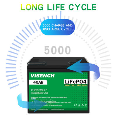 Visench Prismatic 12V 12.8V 40Ah Deep Cycles Rechargeable  Solar  Storage Energy System Lithium Ion Lifepo4 Battery  Pack