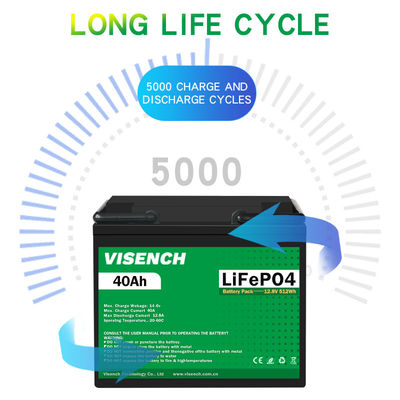 Visench Prismatic 12V 12.8V 40Ah Deep Cycles Rechargeable  Solar  Storage Energy System Lithium Ion Lifepo4 Battery  Pack