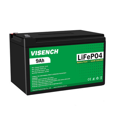 Visench  Prismatic 12V 12.8V 9Ah  Rechargeable Lithium Iron Phosphate Lifepo4 Battery