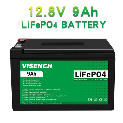 Visench  Prismatic 12V 12.8V 9Ah  Rechargeable Lithium Iron Phosphate Lifepo4 Battery