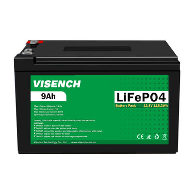 Visench  Prismatic 12V 12.8V 9Ah  Rechargeable Lithium Iron Phosphate Lifepo4 Battery