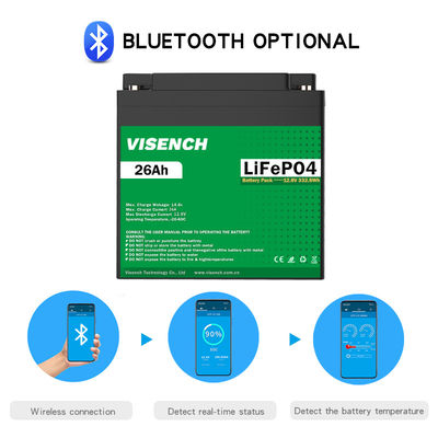 Visench Best Seller US Germany UK Canada 12.8 v 26Ah Deep Cycle 12 volt Lithium Ion Batteries 12V 26ah LiFePO4 Battery