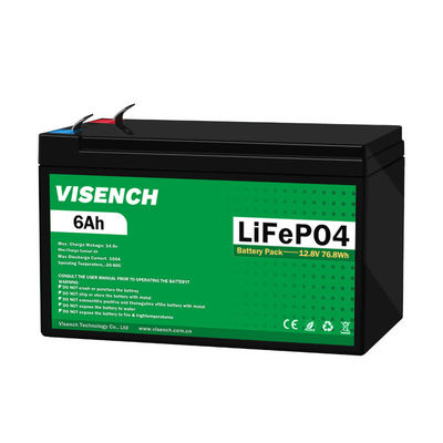 Visench CE Certificate 12.8V 6Ah Rechargeable Battery LiFePO4 Lead Acid Replace Lithium Ion Battery 12V 6Ah