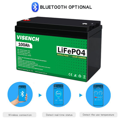 Visench high quality lifepo4 cells deye cycle Litium Battery Li Ion Lithium Lifepo4 12v100Ah back up Solar Energy System Battery