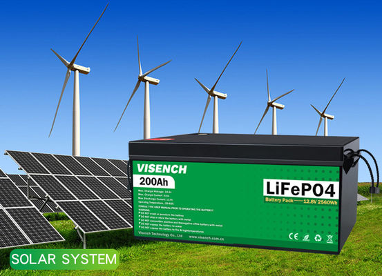 Visench  Direct factory  12V 24V 100Ah 120Ah 200Ah  Deep 6000 Cycles Solar lithium batteries Energy Stor age Battery