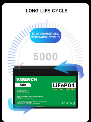 Visench Direct factory high quality 12v 5ah  Deep 6000 Cycles Solar Lifepo4 lithium battery 12v deep cycle battery