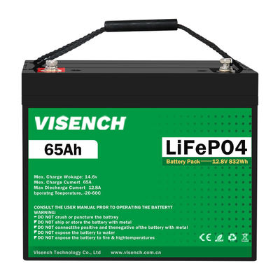 Visench Lithiumbatterie Li-Ionen Lithiumbatterie für das Solarsystem Lifepo4 12V 65Ah