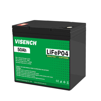 Visench 12V 50Ah Lifepo4 Lithium Iron Battery Pack Deep Cycle Times Battery Lifepo4 12V For Solar Energy System