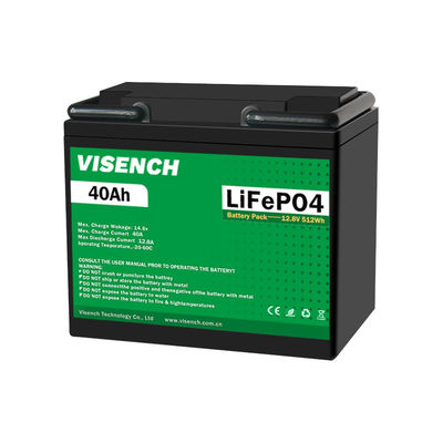 Visench Prismatic 12V 12.8V 40Ah Deep Cycles Rechargeable  Solar  Storage Energy System Lithium Ion Lifepo4 Battery  Pack