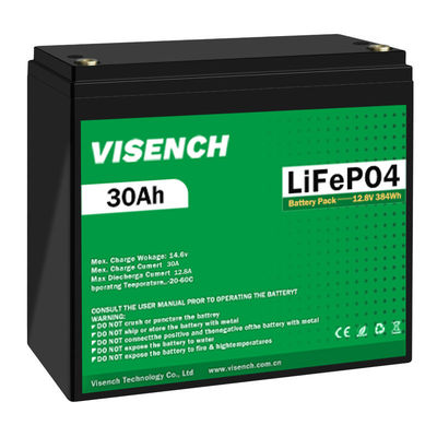 Visench 12V 30Ah Lithium-Ionen-Eisen-Phosphat-Batterie wiederaufladbar 12.8V Lifepo4 Batteriepack